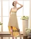 Stylish Strapless Waistband Ankle Length Sateen Chiffon Bridesmaid Dress