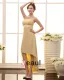 Stylish Strapless Waistband Ankle Length Sateen Chiffon Bridesmaid Dress
