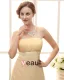 Stylish Strapless Waistband Ankle Length Sateen Chiffon Bridesmaid Dress