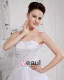 Satin Tulle Beading Chapel Strapless Bridal Ball Gown Wedding Dress