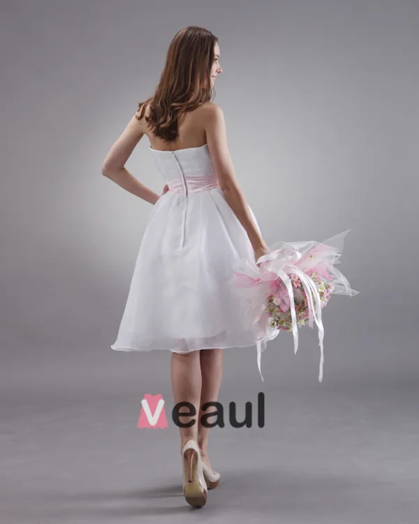 Charmante Ceinture De Satin Genou Longueur Robe De Demoiselle D'honneur Bustier