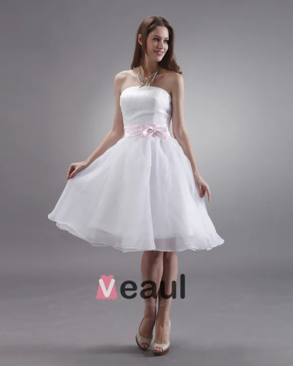 Charmante Ceinture De Satin Genou Longueur Robe De Demoiselle D'honneur Bustier