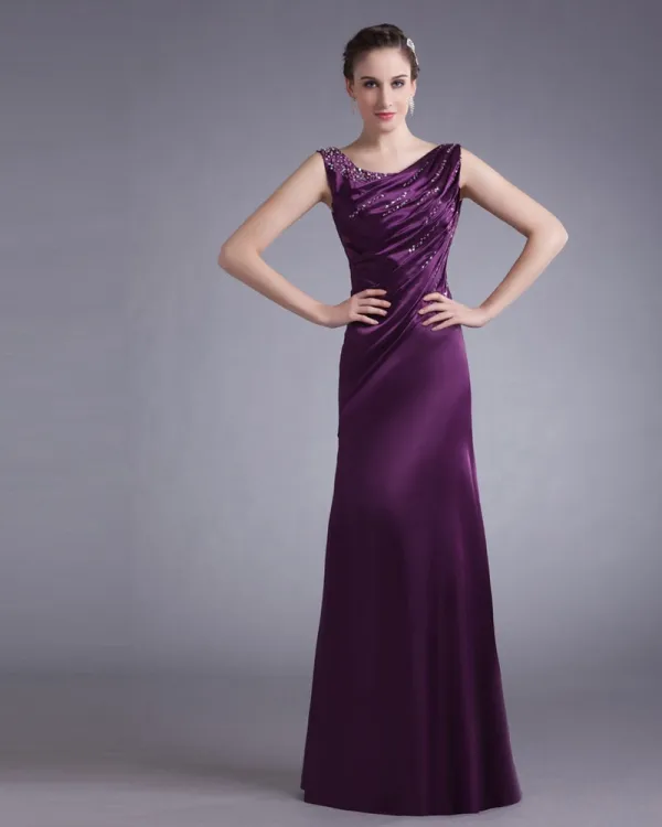 Charmeuse Frynse Scoop Gulv Lengde Mor Til Bruden Kjole