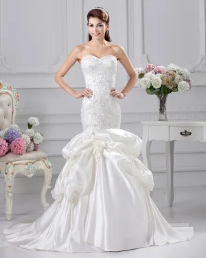 Satin A Volants Cherie Applique Judiciaires Sirène Robes De Mariage Nuptiales De Robe