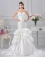 Satin Rüschen Applique Schatz Gericht Mermaid Brautkleid Hochzeitskleider