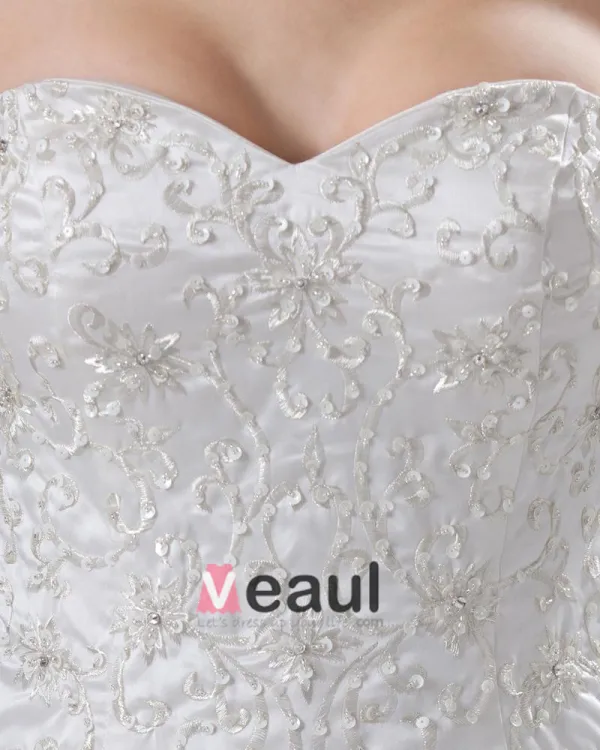 Satin Rüschen Applique Schatz Gericht Mermaid Brautkleid Hochzeitskleider