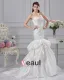 Satin Rüschen Applique Schatz Gericht Mermaid Brautkleid Hochzeitskleider