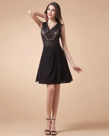 Junon Dentelle Charmeuse Volants De La Robe De Cocktail De Bijou Longueur Au Genou Femmes