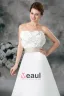 Strapless Flower Floor Length Court Train Satin Empire Wedding Dress