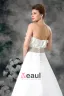 Strapless Flower Floor Length Court Train Satin Empire Wedding Dress