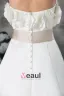 Strapless Flower Floor Length Court Train Satin Empire Wedding Dress