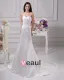 Elegant Sweetheart Beading Ruffles Floor Length Court Train Satin Sheath Wedding Dress