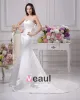 Elegant Sweetheart Beading Ruffles Floor Length Court Train Satin Sheath Wedding Dress