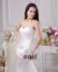 Elegant Sweetheart Beading Ruffles Floor Length Court Train Satin Sheath Wedding Dress