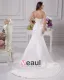 Elegant Sweetheart Beading Ruffles Floor Length Court Train Satin Sheath Wedding Dress