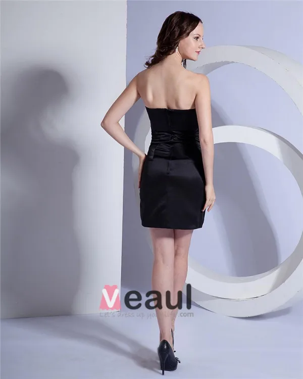 Sheath Strapless Short Mini Satin Women's Cocktail Party Dress