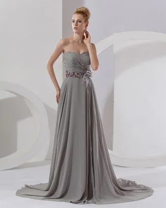 La Robe De Celebrite Empire Sweetheart Rez De Longueur Mousseline Occasion Speciale Femmes