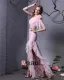 Elegant Garn Ruffle Plissert Blomst Skranende Asymmetrisk Lengde Kvinner Ballkjoler