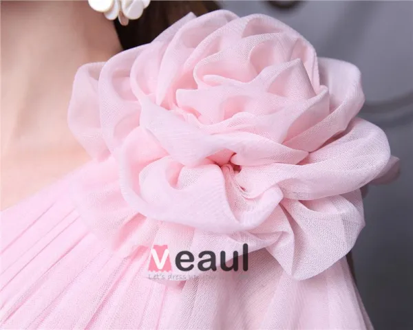 Elegant Garn Ruffle Plissert Blomst Skranende Asymmetrisk Lengde Kvinner Ballkjoler