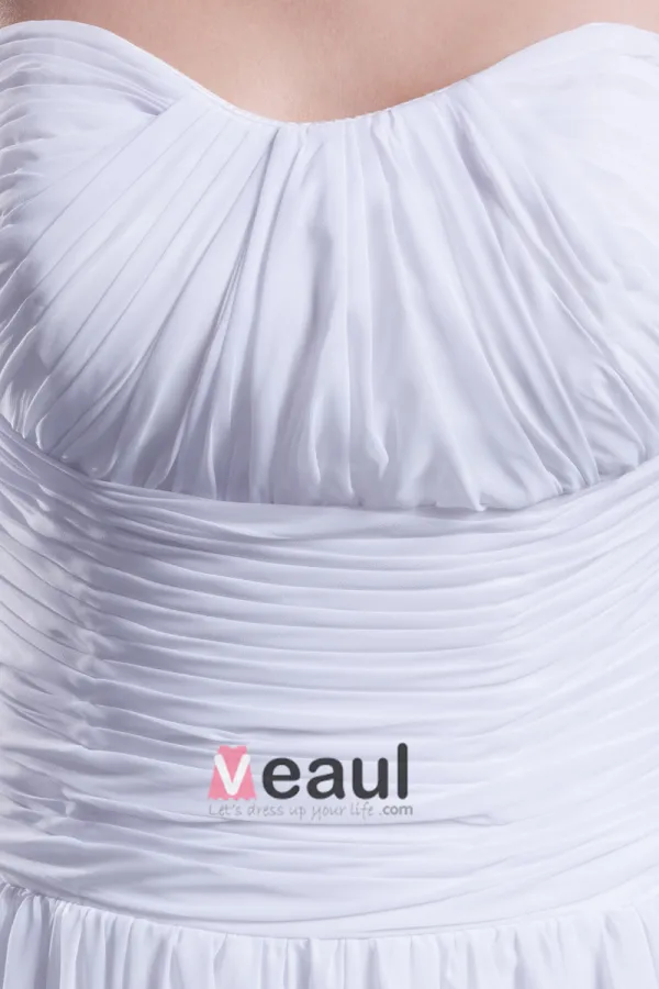 Sweetheart Etage Longueur Robe De Mousseline De Mariée Empire Plisse