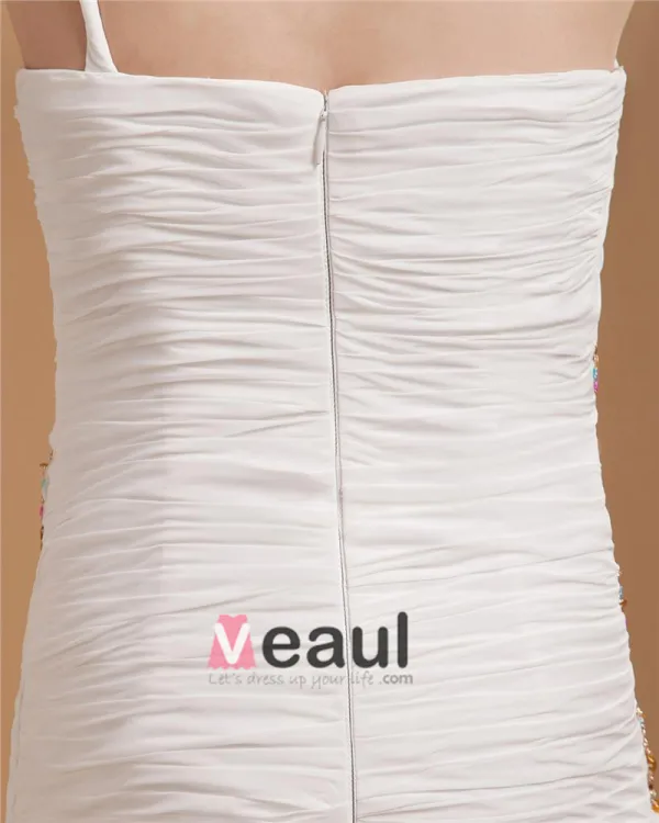 Sheath Chiffon Beading One Shoulder Mini Cocktail Dress