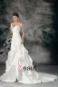 Satin A Volants Fleur De Train De Cour De Robe De Mariée Fourreau Bustier