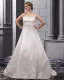 Elegant Strapless Floor Length Satin Embrpoidery Court Plus Size Bridal Wedding Dresses