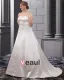 Elegant Strapless Floor Length Satin Embrpoidery Court Plus Size Bridal Wedding Dresses