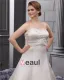 Elegant Strapless Floor Length Satin Embrpoidery Court Plus Size Bridal Wedding Dresses