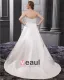 Elegant Strapless Floor Length Satin Embrpoidery Court Plus Size Bridal Wedding Dresses