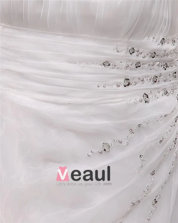 Elegant Tribunal Bretelles En Mousseline Une Ligne De Mariée Plus La Taille Robe De Mariée