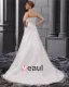Elegant Tribunal Bretelles En Mousseline Une Ligne De Mariée Plus La Taille Robe De Mariée