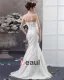 Fleur De Longueur De Plancher Bretelles Perles Dentelle Plissee Robe De Mariée Sirène