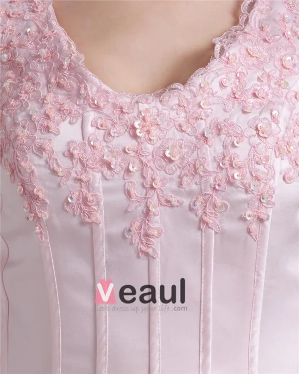 V Cou Applique Perles Etage Longueur Satin Robe De Mariée Fourreau