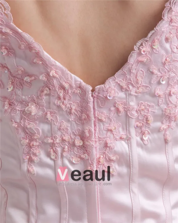 V Cou Applique Perles Etage Longueur Satin Robe De Mariée Fourreau