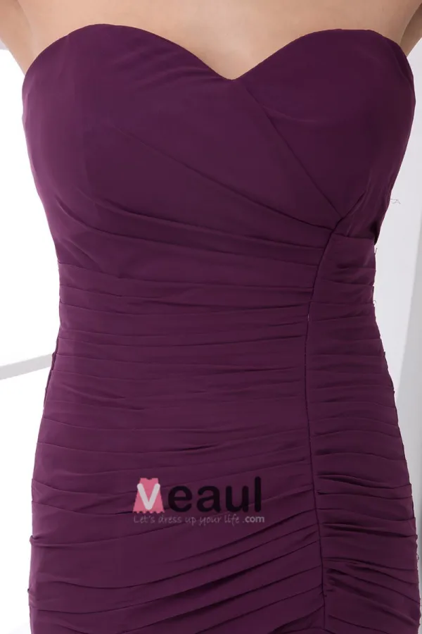 Chiffon Ruffle Kjaereste Ermelos Rygglose Glidelas Ankel Lengde Plissert Cocktail Kjoler