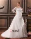Mooie Off-the-shoulder Kathedraal Trein Taft Kant Grote Maten Bruidsjurken Trouwjurken