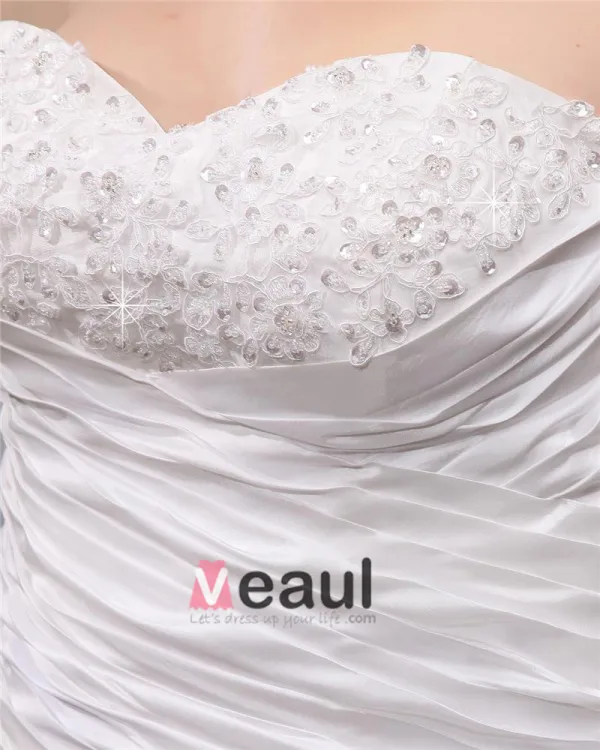 Satin Applique Chapel Plus Size Bridal Gown Wedding Dress