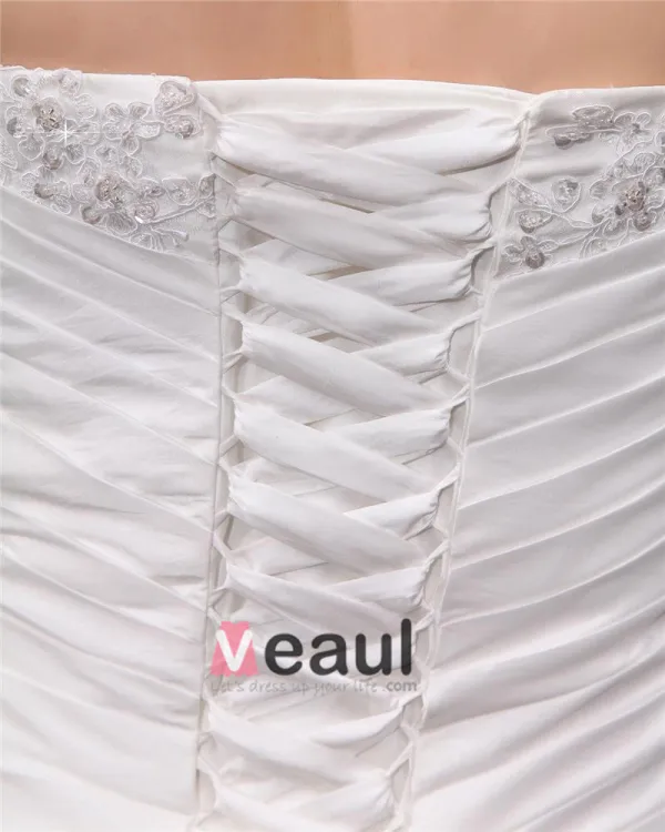 Satin Applique Chapel Plus Size Bridal Gown Wedding Dress