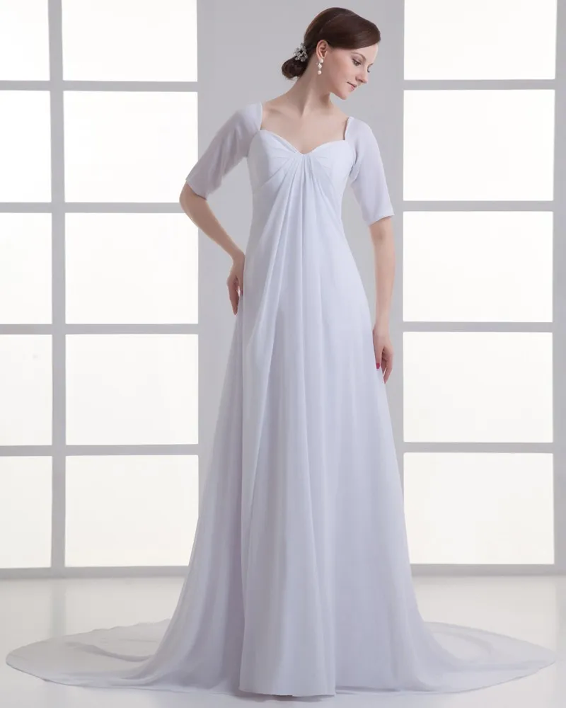 Chiffon Ruffle Kjaereste Domstol Tog Imperium Brudekjoler Bryllupskjoler