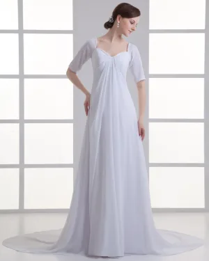 Chiffon Ruffle Sweetheart Court Train Empire Wedding Dress