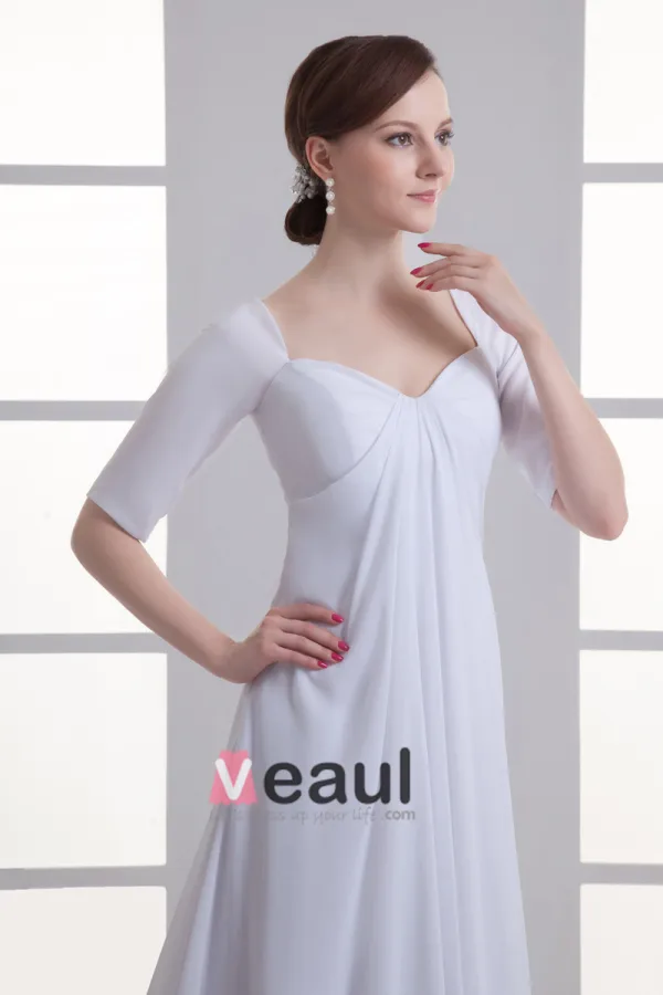 Chiffon Ruffle Sweetheart Court Train Empire Wedding Dress