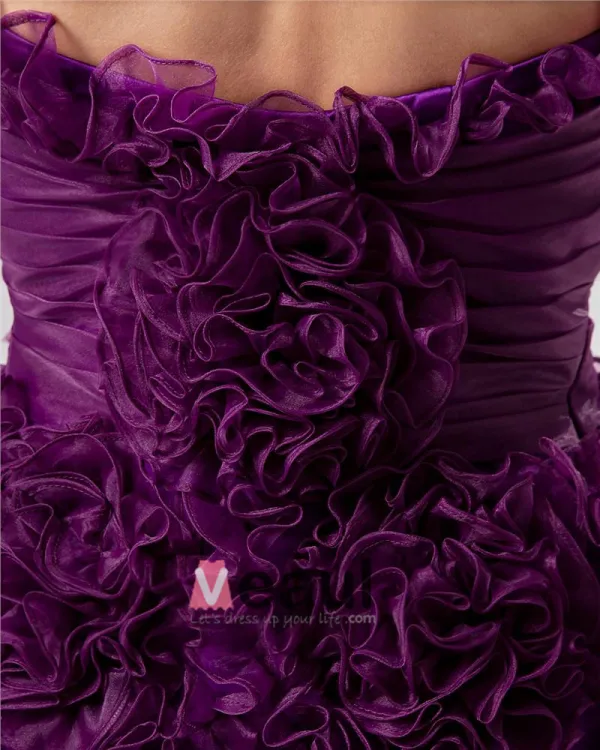 Organza Beading Flower Knee Length Cocktail Dress