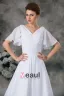 V Neck Short Sleeve Beading Pleated Floor Length Chiffon Empire Wedding Dress