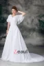 V Neck Short Sleeve Beading Pleated Floor Length Chiffon Empire Wedding Dress