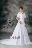 V Neck Short Sleeve Beading Pleated Floor Length Chiffon Empire Wedding Dress