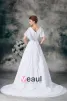 V Neck Short Sleeve Beading Pleated Floor Length Chiffon Empire Wedding Dress