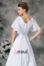 V Neck Short Sleeve Beading Pleated Floor Length Chiffon Empire Wedding Dress