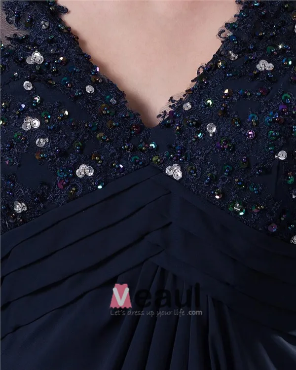 Pleated V Neck Chiffon Floor Length Mothers of Bride Guests Dresses
