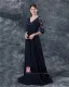 Pleated V Neck Chiffon Floor Length Mothers of Bride Guests Dresses